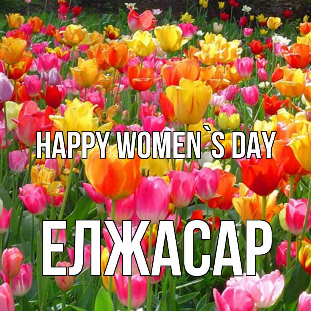 Greetings card с именем, Елжасар happy women`s day на международный женский день Greetings with text for free download 